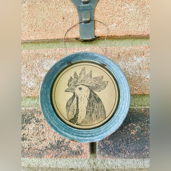 *Farm Faces Metal Jar Lid Rooster Ornament - Picture 8 of 10